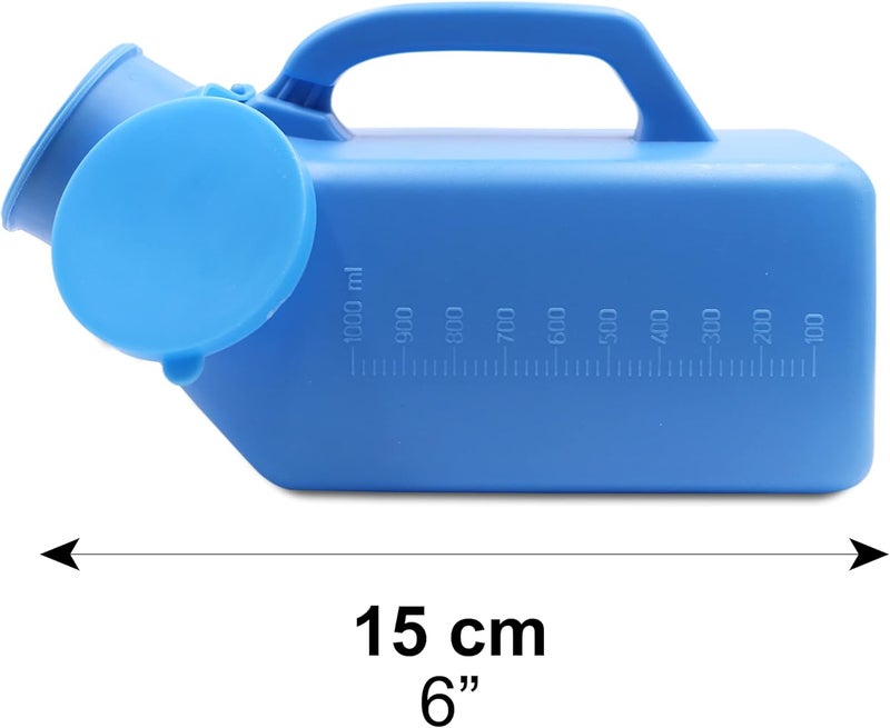 PEPE Mobility Urinals for Men Spill Proof (2 Pack) - 32 oz/ 1000 ml, Portable Urine Bottle Bed Pan, Blue, Thick Plastic Pee Urinal Bottle - Image 5